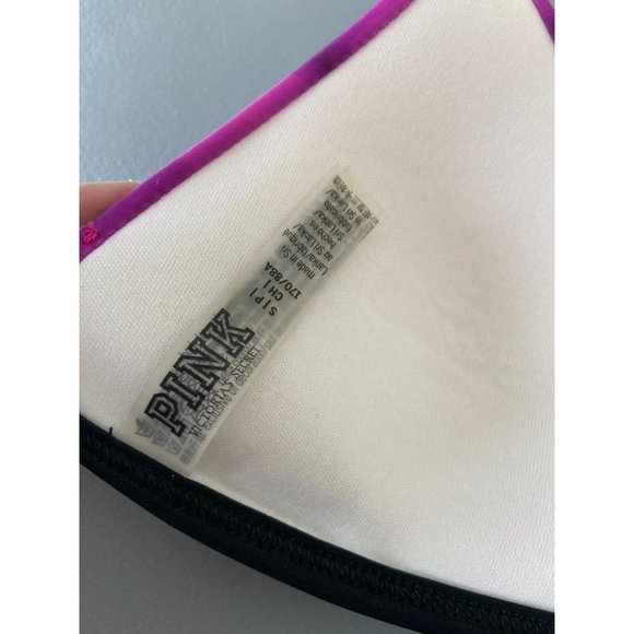 Victoria's Secret PINK small purple tie dye triangle halter tie back‎ bikini top - Picture 4 of 5